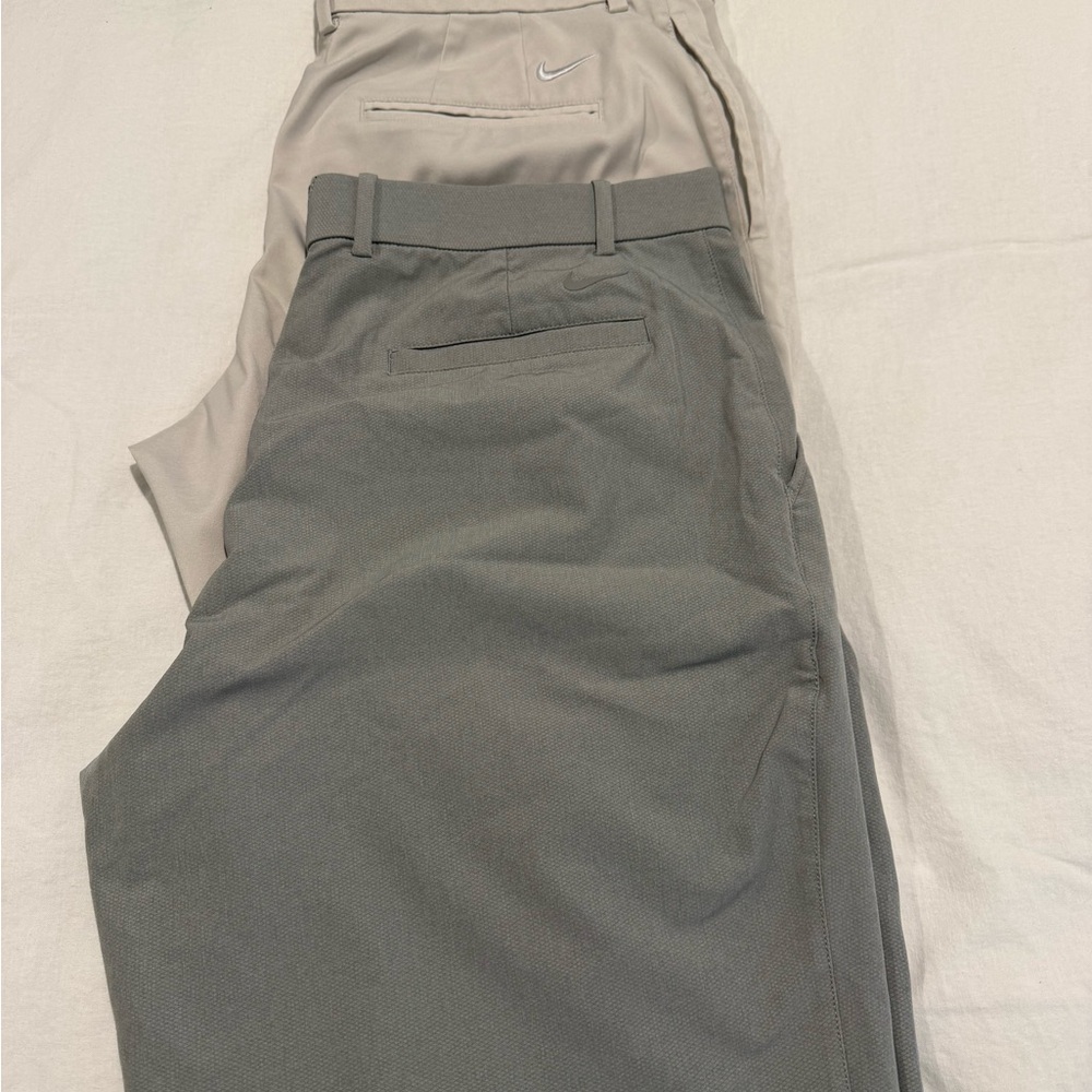 Nike Men's Gray and Tan Dri Fit Golf Shorts 38